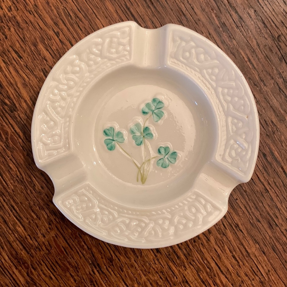 Vintage Belleek Shamrock Ashtray